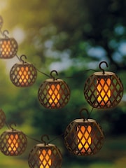Premier Decorations Ltd 10 Solar Flickering Lantern Outdoor String Lights - Image 1 of 4