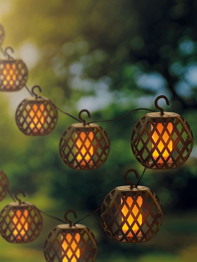 Premier Decorations Ltd 10 Solar Flickering Lantern Outdoor String Lights - Image 1 of 4