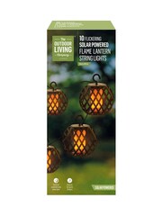 Premier Decorations Ltd 10 Solar Flickering Lantern Outdoor String Lights - Image 2 of 4