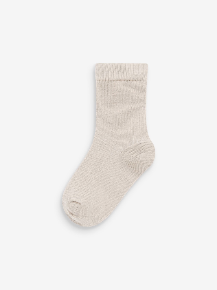 Khaki Green/Grey Cotton Rich Fine Rib Socks 7 Pack - Image 4 of 8