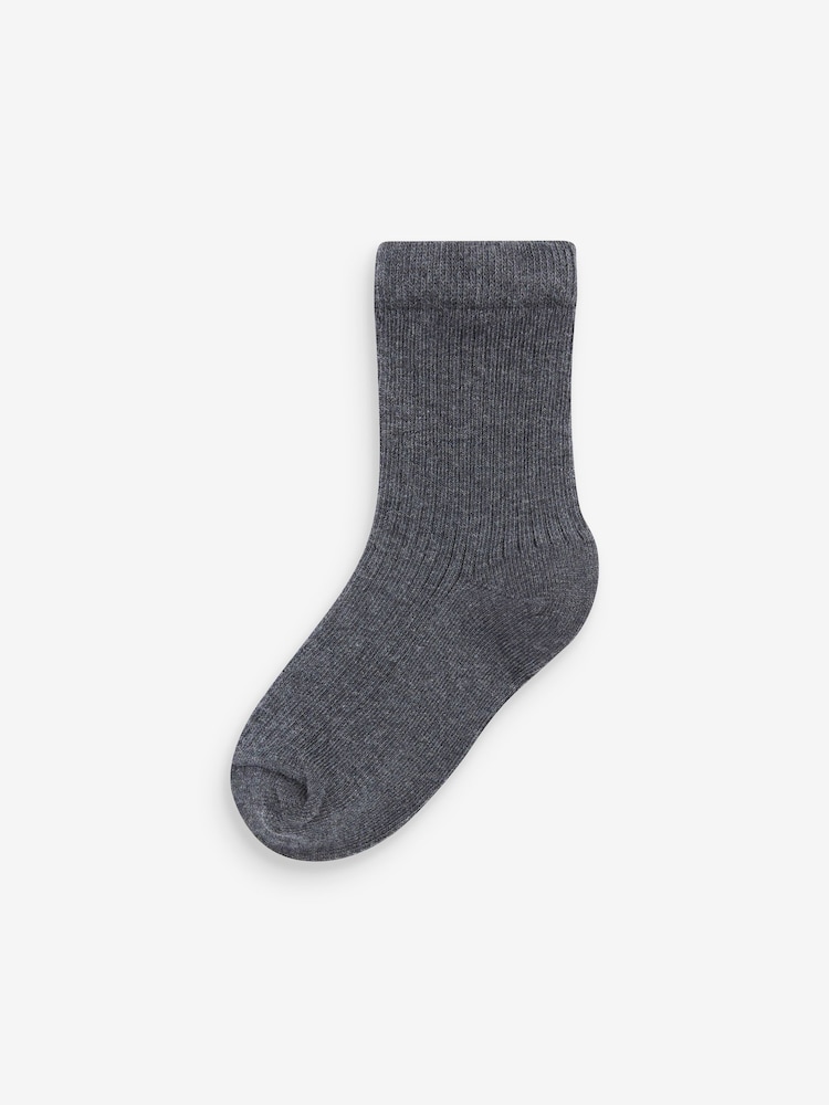 Khaki Green/Grey Cotton Rich Fine Rib Socks 7 Pack - Image 6 of 8