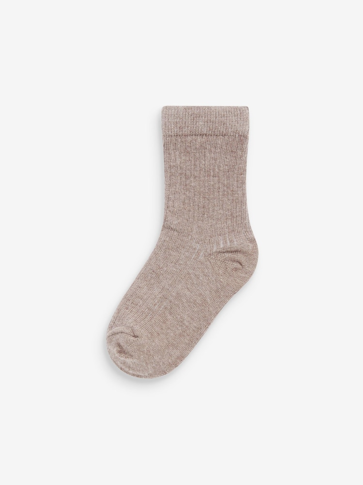 Khaki Green/Grey Cotton Rich Fine Rib Socks 7 Pack - Image 7 of 8