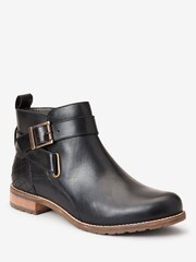 Barbour® Black Buckled Jane Leather Ankle Boots - Image 2 of 4