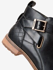 Barbour® Black Buckled Jane Leather Ankle Boots - Image 4 of 4