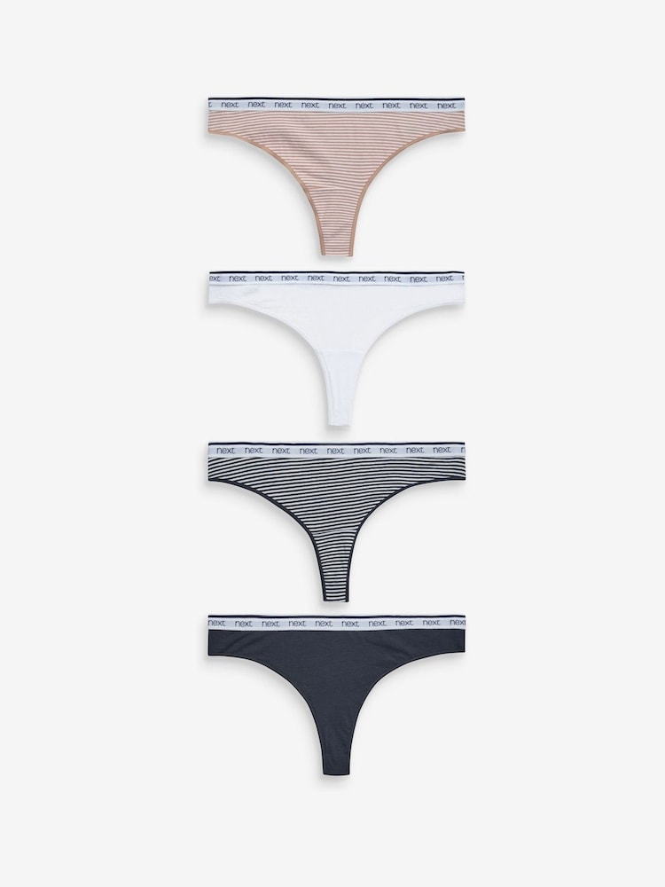 Rayas en rosa/azul - Pack de 4 bragas con logotipo - Imagen 1 de 10