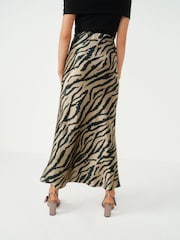 Zebra Animal Print Satin Midi Skirt - Image 3 of 6