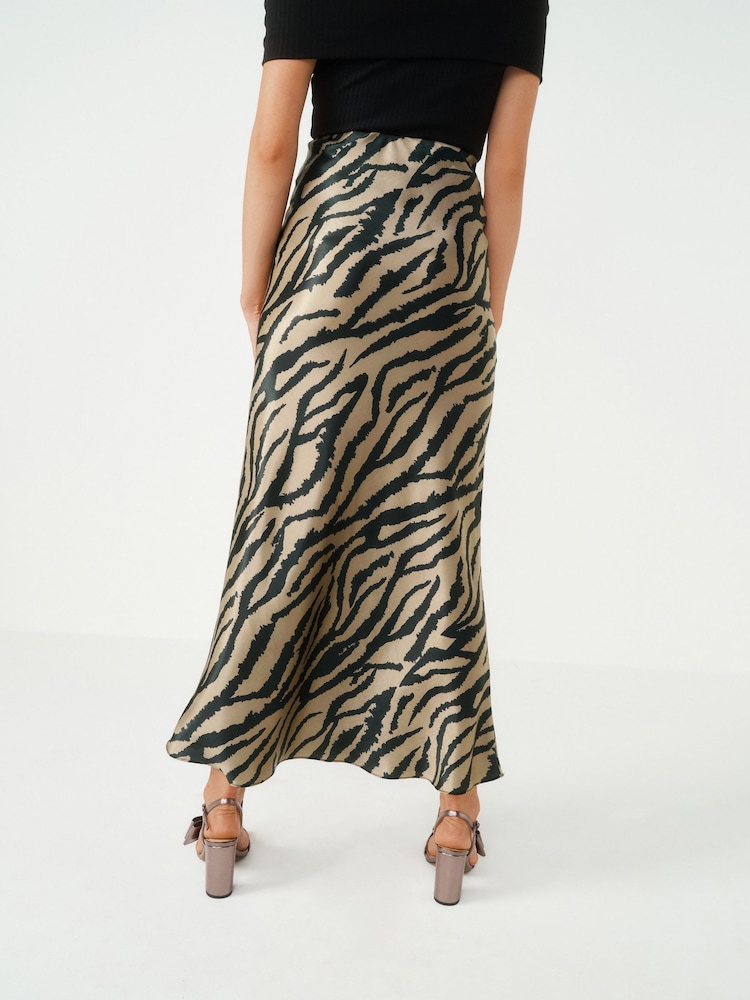 Zebra Animal Print Satin Midi Skirt - Image 3 of 6