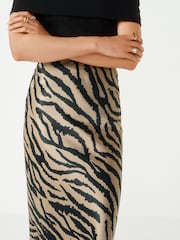 Zebra Animal Print Satin Midi Skirt - Image 4 of 6
