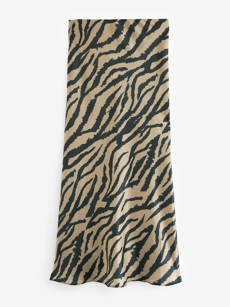 Zebra Animal Print Satin Midi Skirt - Image 5 of 6