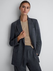 Reiss Neutral Alina Casual Wool Marl T-Shirt - Image 3 of 5