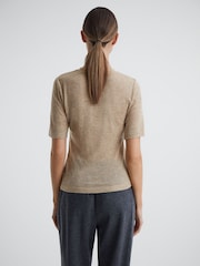 Reiss Neutral Alina Casual Wool Marl T-Shirt - Image 4 of 5