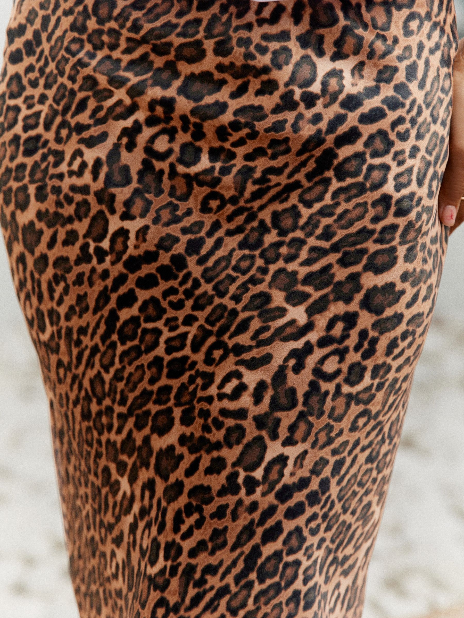 Buy Black/Brown Leopard Animal Print Satin Midi Skirt from