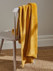 Ochre Yellow Plush Fleece Throw - Image 1 of 4