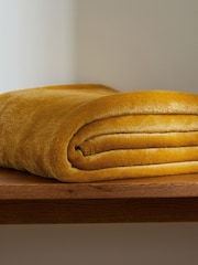 Ochre Yellow Plush Fleece Throw - Image 3 of 4