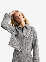 Black/White Boucle Textured Jacket - Image 2 of 8