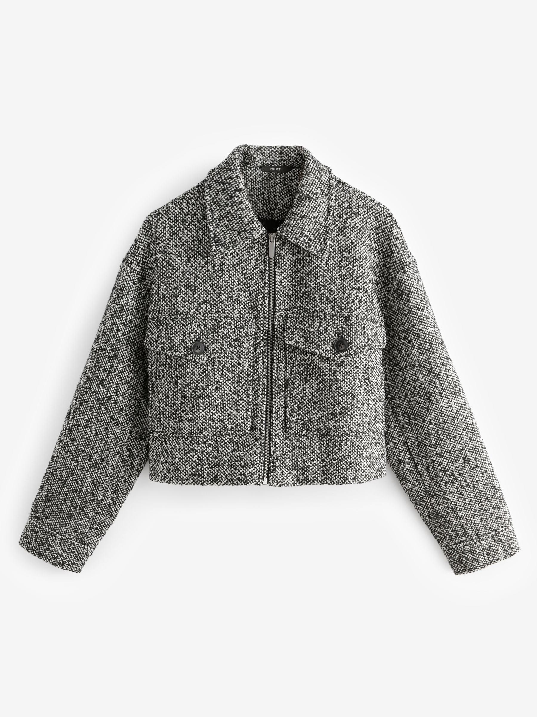 Buy Black White Boucle Textured Jacket from Next Germany