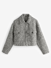 Black/White Boucle Textured Jacket - Image 8 of 8