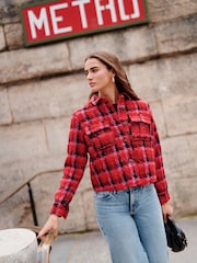 Pink/Red Boucle Shacket - Image 3 of 10