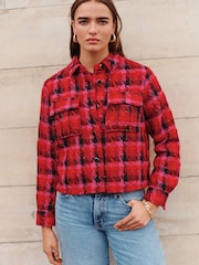 Pink/Red Boucle Shacket - Image 6 of 10