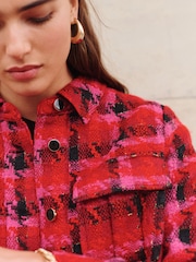 Pink/Red Boucle Shacket - Image 8 of 10