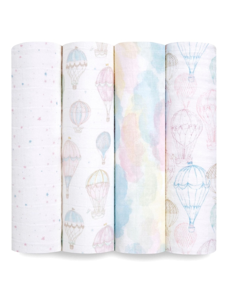 aden + anais Pink Cotton Muslin Blankets 4 Pack - Image 1 of 4 aden + anais Pink Cotton Muslin Blankets 4 Pack - Image 1 of 4