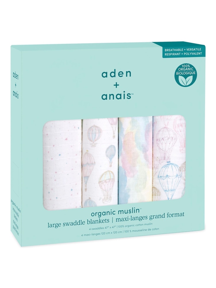 aden + anais Pink Cotton Muslin Blankets 4 Pack - Image 2 of 4 aden + anais Pink Cotton Muslin Blankets 4 Pack - Image 2 of 4