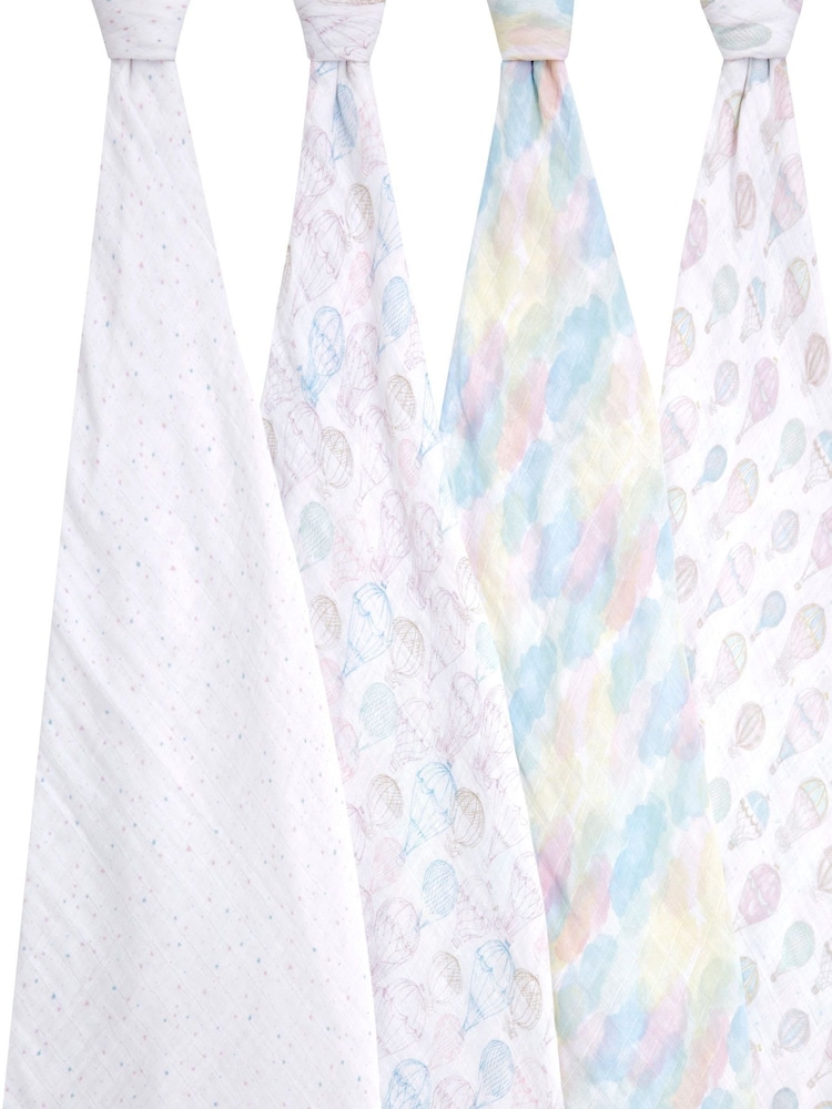 aden + anais Pink Cotton Muslin Blankets 4 Pack - Image 3 of 4