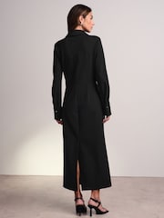 Black Ponte Jersey Long Sleeve Midi Dress - Image 2 of 7