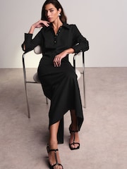Black Ponte Jersey Long Sleeve Midi Dress - Image 3 of 7