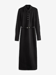 Black Ponte Jersey Long Sleeve Midi Dress - Image 6 of 7