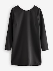 Black Longsleeve Bow Back Mini Dress - Image 6 of 8