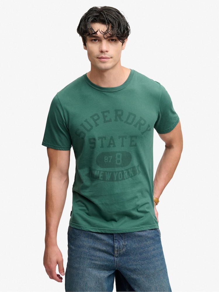 Superdry Green Athletic Tonal T-Shirt - Image 1 of 4