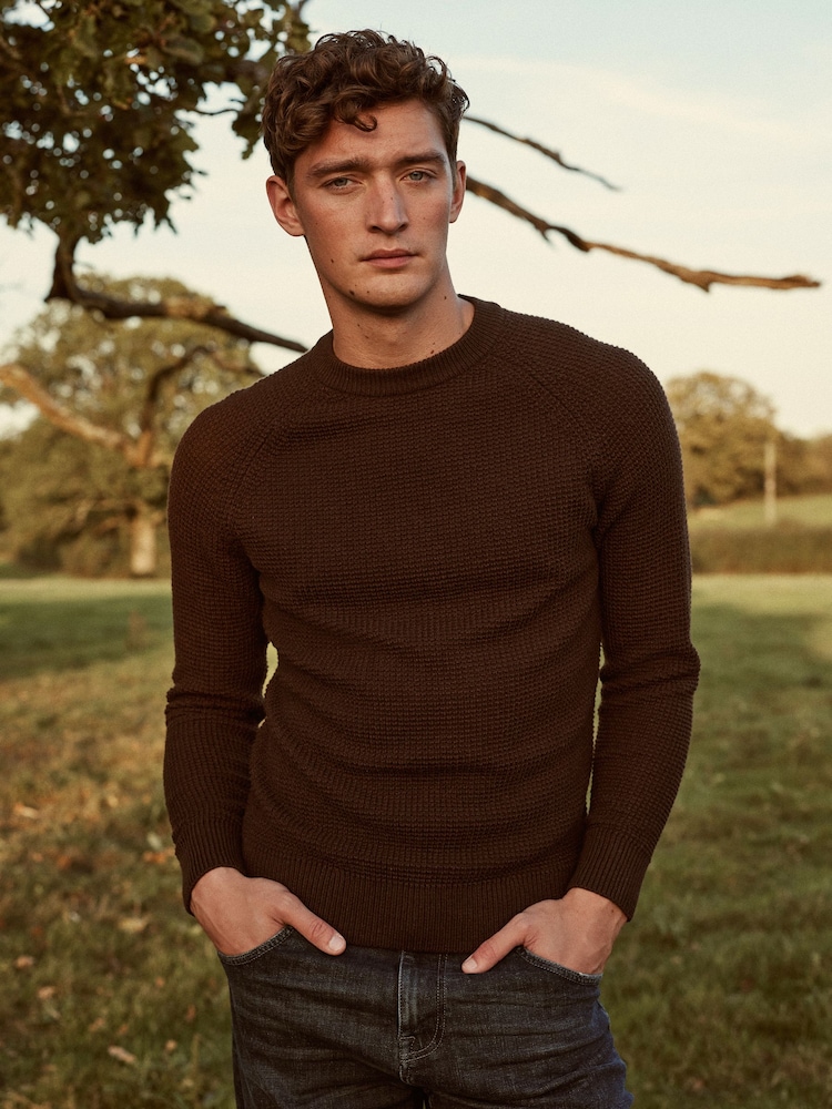 بني - كنزة حبك منسوجة عادية - صورة 1 من 7 بني - كنزة حبك منسوجة عادية - صورة 1 من 7