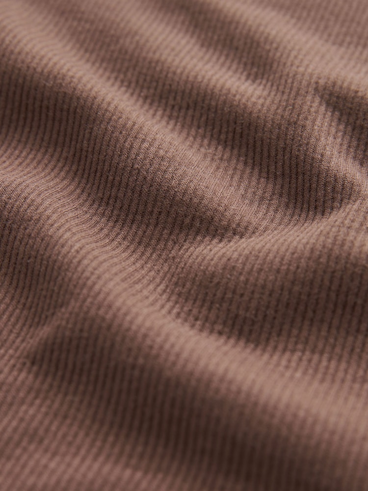 Chocolate Brown Ribbed Roll Neck Long Sleeve Mini Dress - Image 6 of 6
