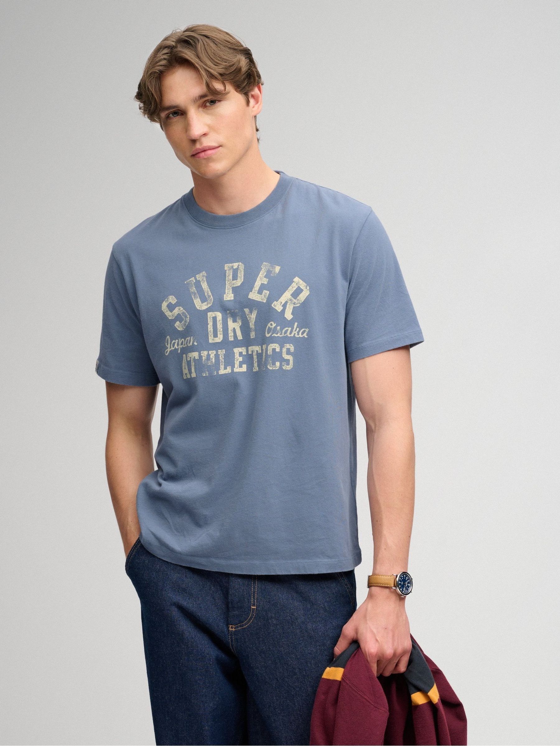 Superdry Men's Blue Athletic Essentials T-Shirt - Image 1