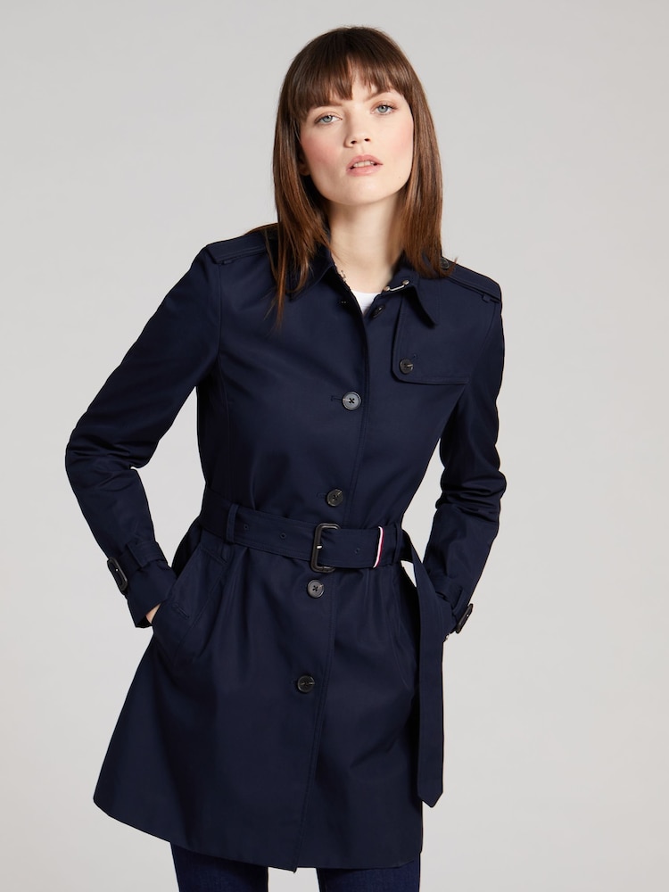 Темно-синий - Tommy Hilfiger Heritage Однобортный тренч из хлопка 100% - Image 1 of 6