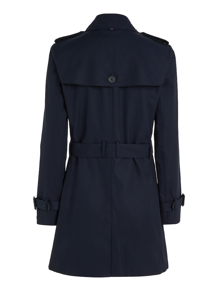 Tommy Hilfiger Navy Blue Heritage Single Breasted 100% Cotton Trench Coat - Image 7 of 7