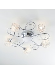Gallery Home Chrome 5 Light Flush Edmonton Flush Ceiling Light - Image 9 of 12