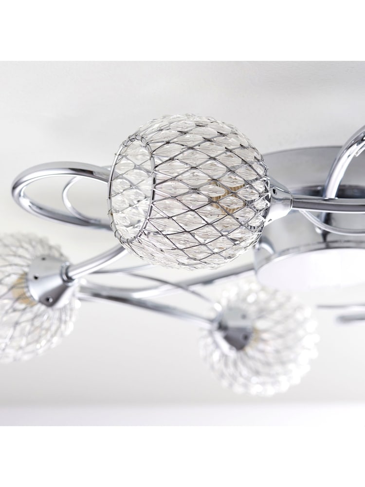 Gallery Home Chrome 5 Light Flush Edmonton Flush Ceiling Light - Image 7 of 7