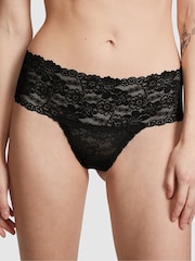 Victoria's Secret PINK Black Hipster Thong Floral Lace Knickers - Image 1 of 3