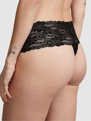 Victoria's Secret PINK Black Hipster Thong Floral Lace Knickers - Image 2 of 3