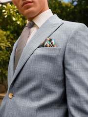 Blue Slim Fit Textured Suit Jacket - Image 3 of 11