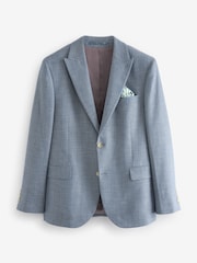 Blue Slim Fit Textured Suit Jacket - Image 6 of 11