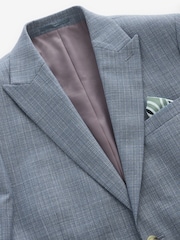 Blue Slim Fit Textured Suit Jacket - Image 7 of 11