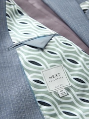 Blue Slim Fit Textured Suit Jacket - Image 9 of 11