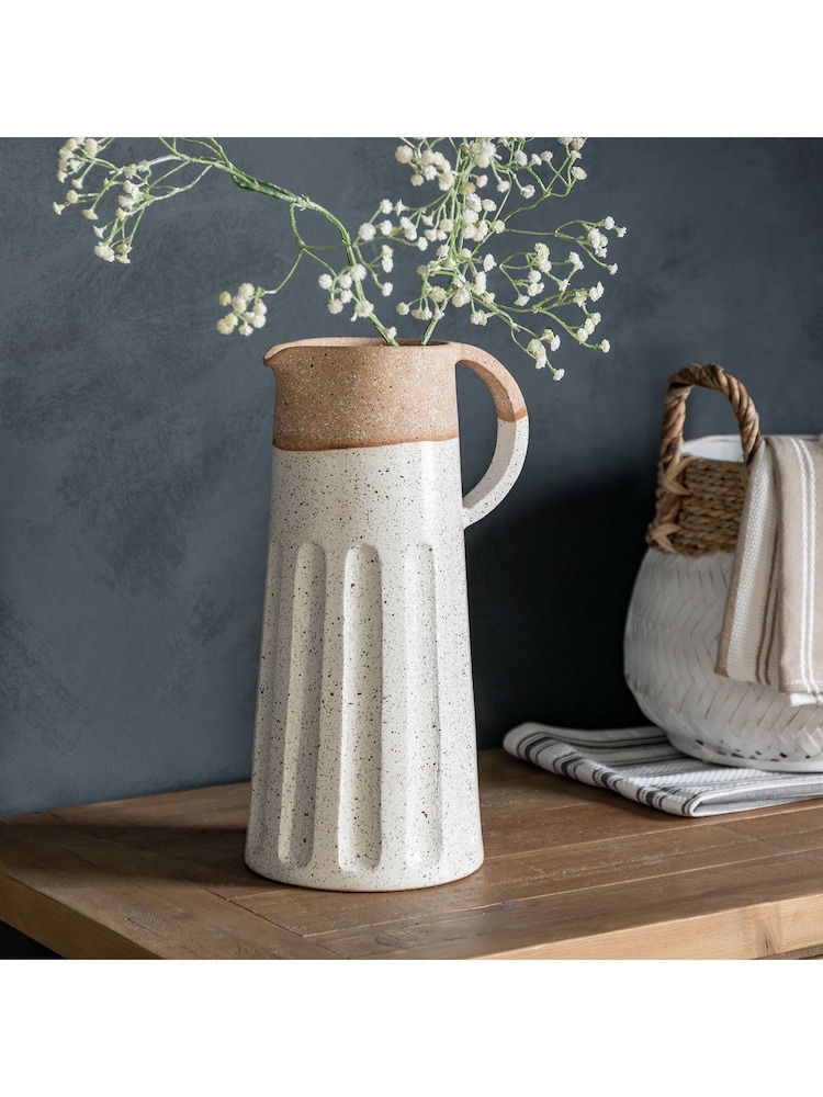 Gallery Home White Fairfax Pitcher Textured Vase - Image 1 of 9