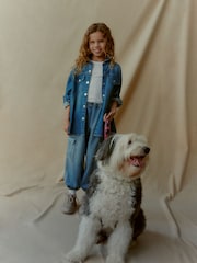 Mid Blue Denim Parachute Cargo Cuffed Trousers (3-16yrs) - Image 2 of 5