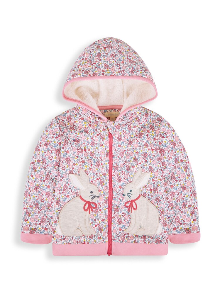 JoJo Maman Bébé Berry Floral Bunny Cosy Hoodie - Image 1 of 4
