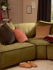 Furn Maroon Checkered Velvet Fibre Filled Cushion - Image 2 of 4