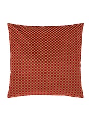 Furn Maroon Checkered Velvet Fibre Filled Cushion - Image 3 of 4